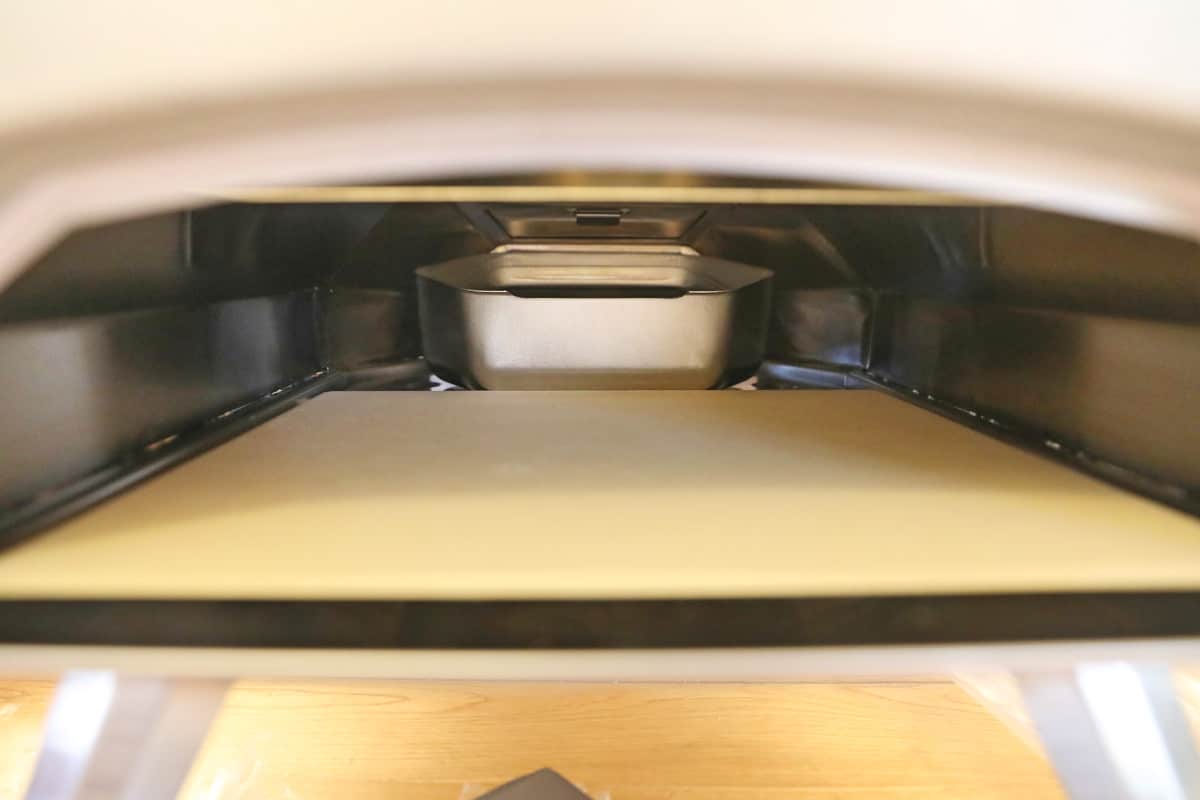 A look inside the Ooni Karu 12, showing the pizza stone.