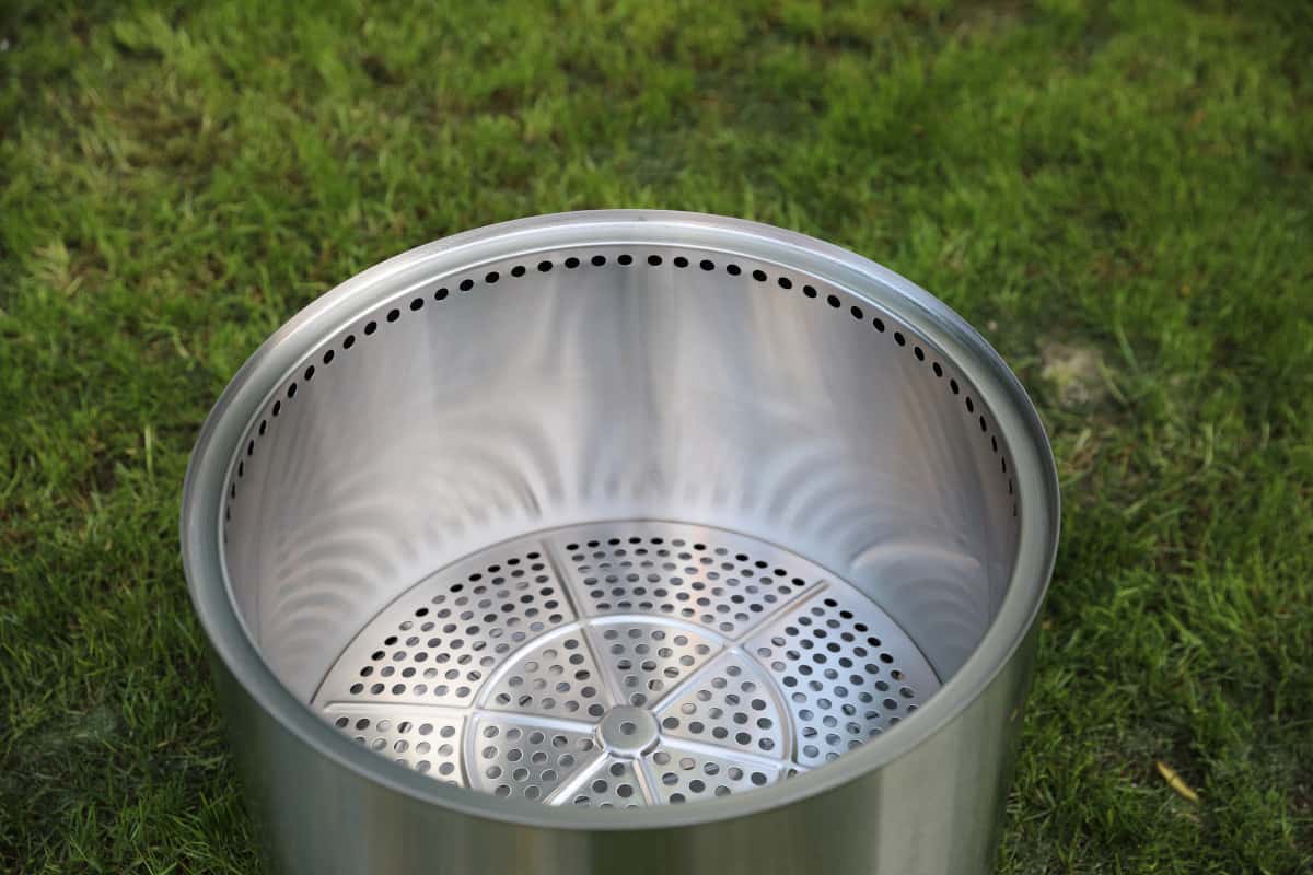 Close up of the holes on the inside of the Solo Stove Bonfire.