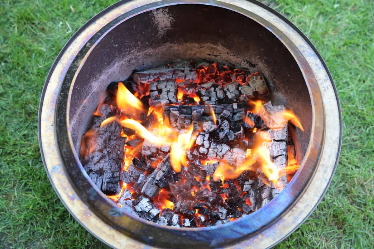 Close up of embers burning in the bottom of a Solo Stove Bonfire.