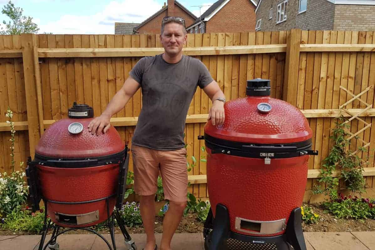 Me and my 2 red Kamado J.